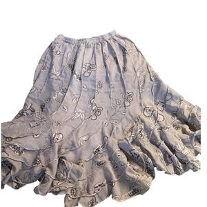 Mixed Noveau Tiered Ruffle Paisley‎ Skirt flowy Fairy Goth Small